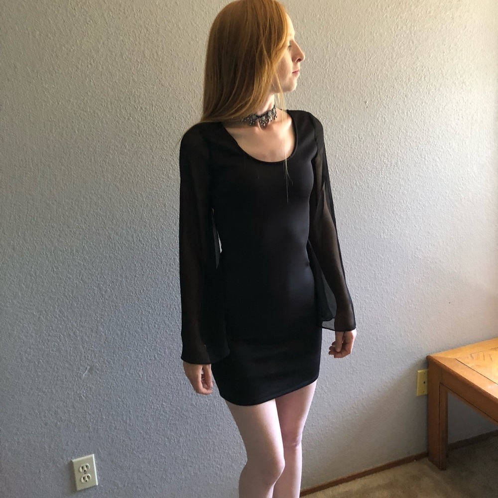 LBD with bell sleeves